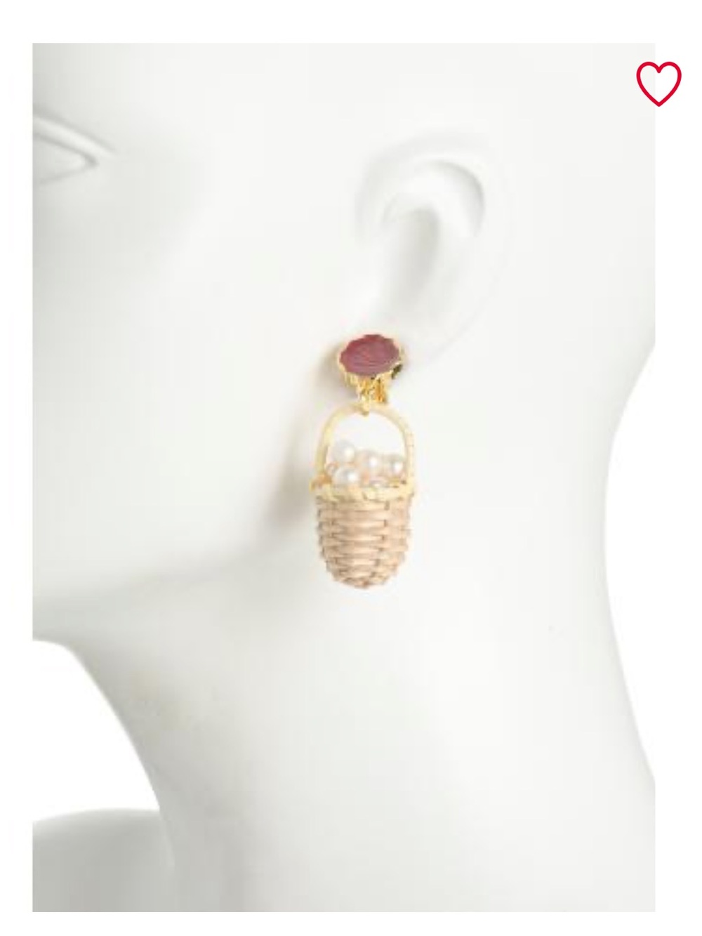 Chefanie Basket of Pearls Earrings in Natural Woven  Basket